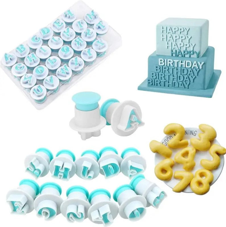 Kit Fondant Alfabeto y Números (36 Piezas)