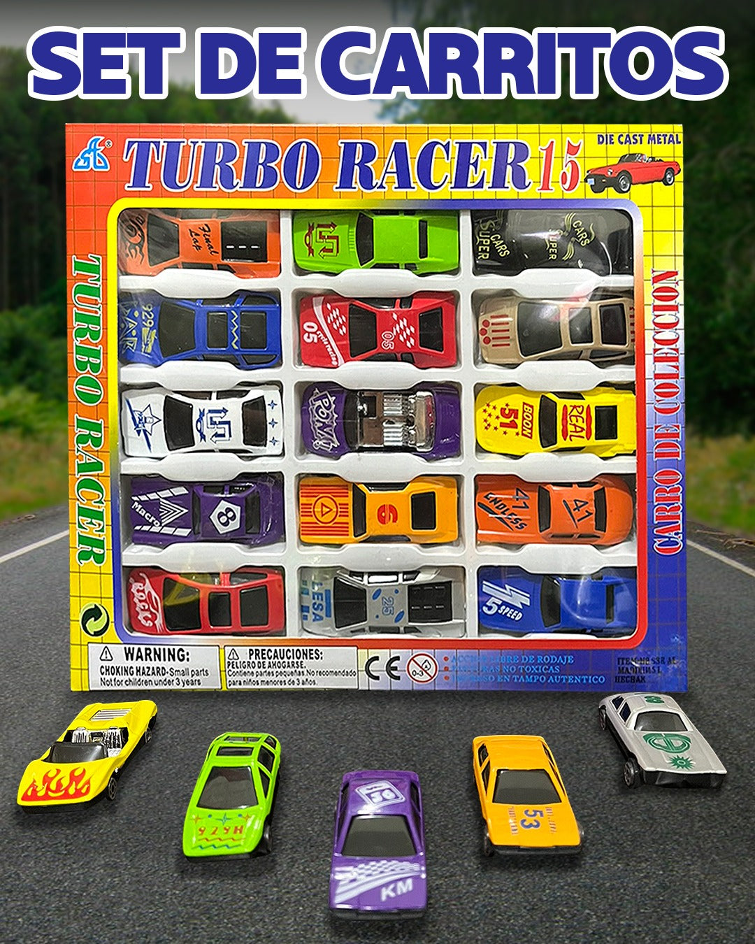 Set x15 Carritos de Carrera