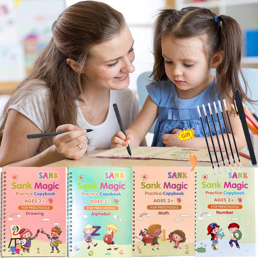 Set Cuadernos Mágicos Español (4 Cuadernos + Lapicero mágico + 10 repuestos de tinta)
