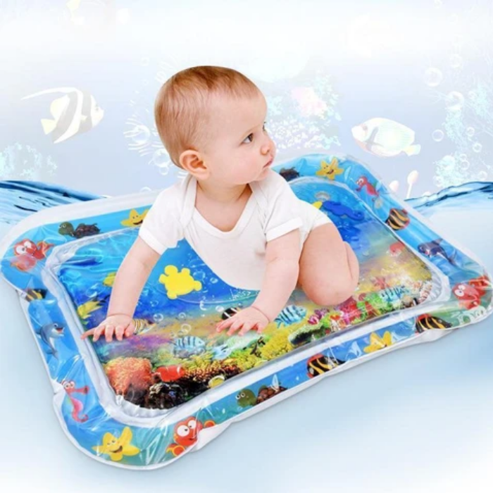 Colchoneta de agua para bebés, juguetes para bebés 3 6 9 meses Colchoneta  inflable para juegos de agua para bebés con elementos de natación  extraíbles